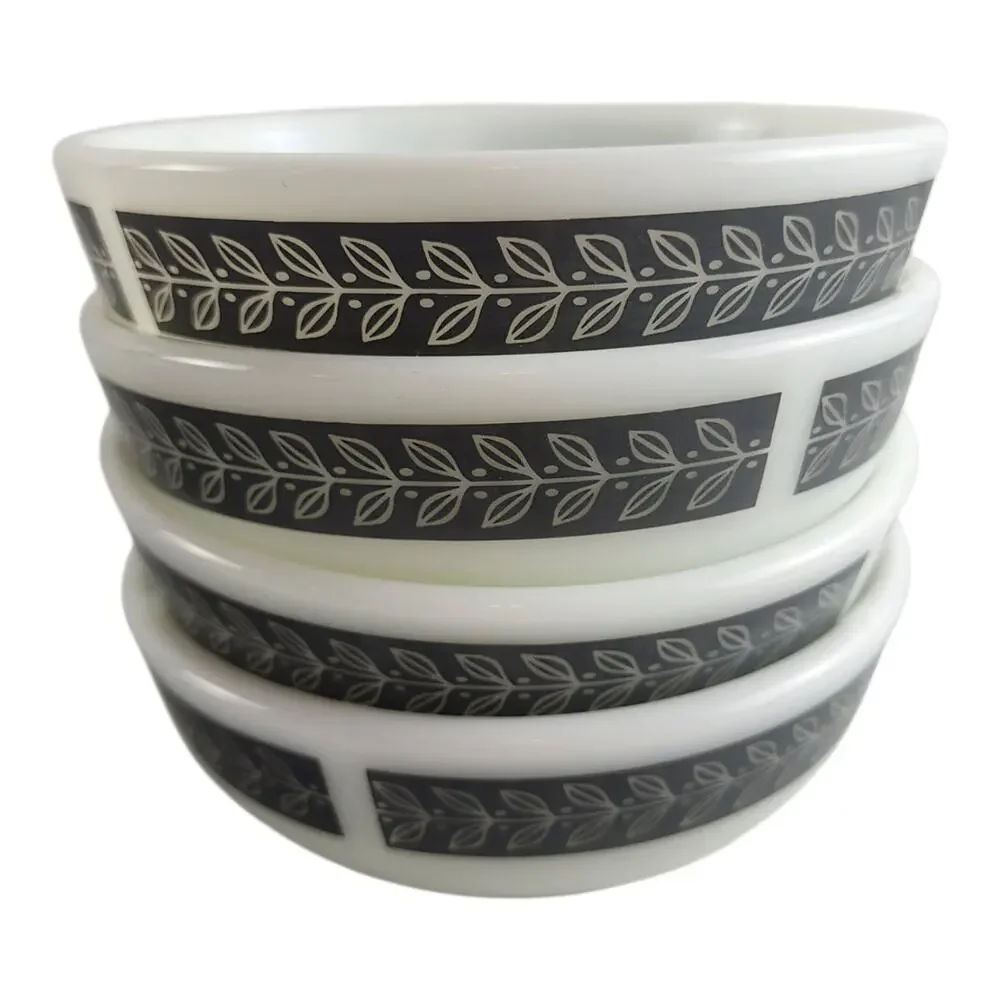 Vintage Set~4 Pyrex Glass Bowls 708 Gray White Laurel Corning Tableware 